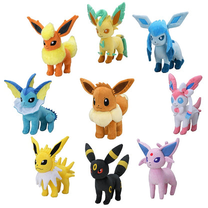 Pokémon Eeveelution Plushies Set Eevee Flareon Vaporeon Jolteon Espeon Umbreon Glaceon Leafeon Sylveon Evolution Collectible Stuffed Plush Doll Toy Christmas Gift