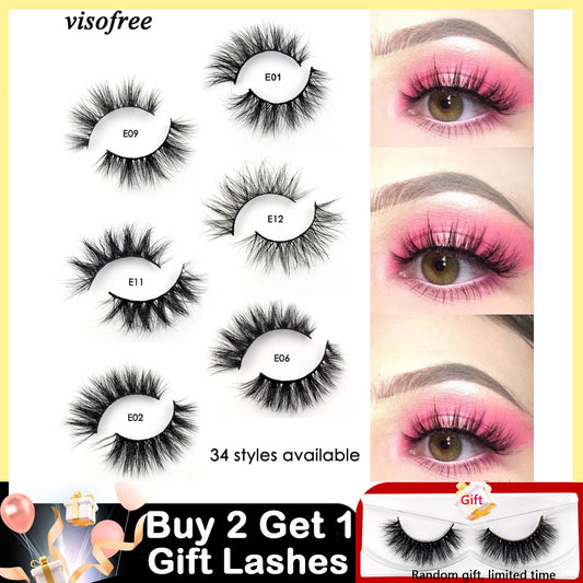 Visofree Mink Lashes 3D Mink Eyelashes 100% Cruelty free Lashes Handmade Reusable Natural Eyelashes Popular False Lashes Makeup