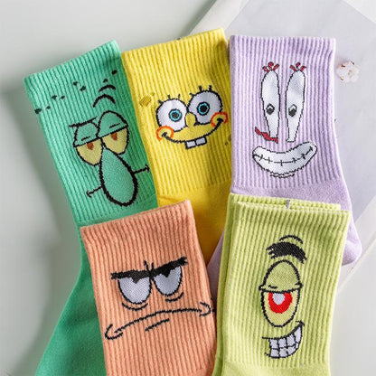 Kawaii Men Socks Happy Funny Cartoon Socks Cotton Casual Couples Socks Harajuku Hip Hop Socks Lolita Cartoon Chaussettes Unisex
