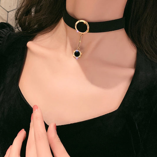 Korean Fashion Velvet Choker Necklace for Women Vintage Lace Necklace with Pendants Gothic Girl Neck Jewelry Accessories