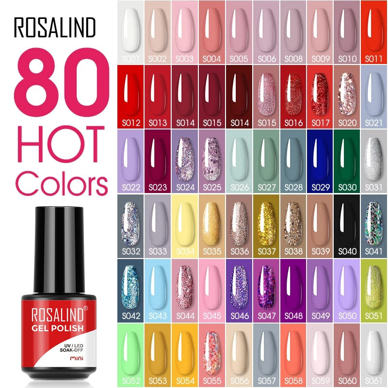 ROSALIND 7ML Gel Polish Glitter Nail Polish All For Nails Manicure Nails Art Base Top Coat UV Semi Permanent Gel Varnishes