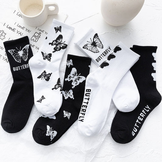 5 Pairs/Pack Women Socks Cotton Cute Cartoon Fruit Harajuku Autumn Winter Kitten Cat Banana Avocado Socks Smile Female Socks