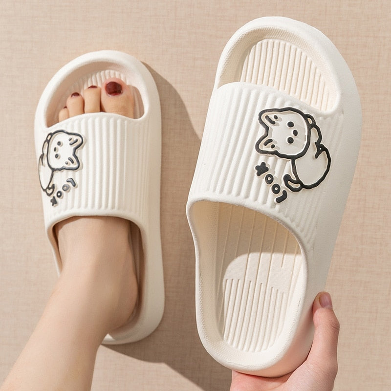 Summer Slippers Bathroom Platform Non-Slip Home Bear Cartoon Flip Flops Beach Women Slipper Sandals Slides Indoor Outdoor