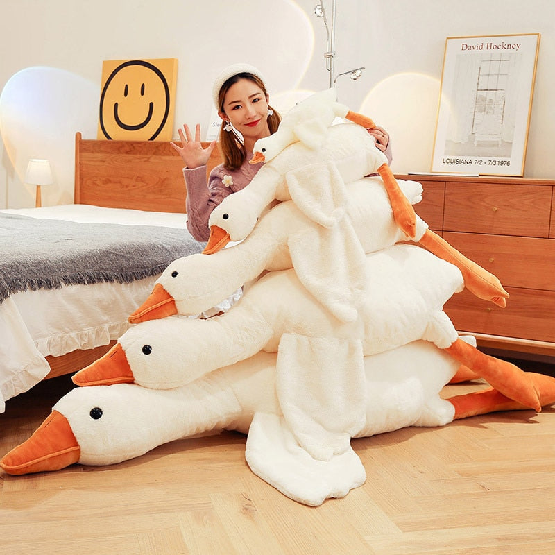 GIANT Duck Plush Toy 190cm Cute Big White Goose Stuffed Animal Plushies Kawaii Huge Large Sleeping Pillow Cushion Sofa Bed Soft Doll Birthday Gift for Girls