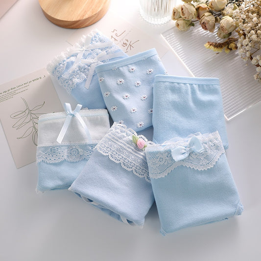 Japanese Cute 100% Cotton Girls Panties Kawaii Lace Ladies Breathable Midsole Waist Briefs Sweet And Comfortable Underwear