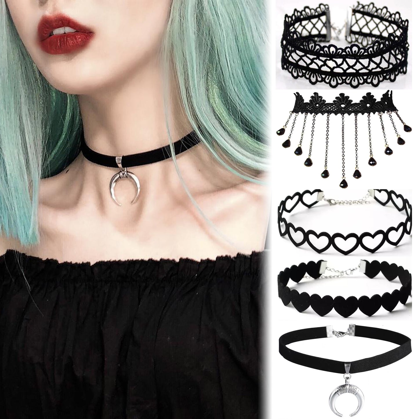 Korean Fashion Velvet Choker Necklace for Women Vintage Lace Necklace with Pendants Gothic Girl Neck Jewelry Accessories