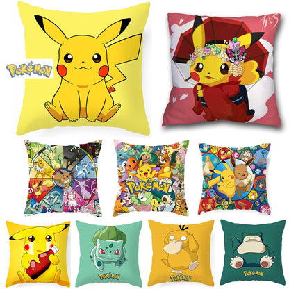 45x45cm Pokemon Cushion Cover Pikachu Meowth Poke Ball Charmander Kawaii Anime Pillowcase Anime Figure Decor Sofa Pillow Cover