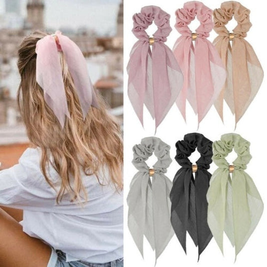 New Candy Color Hair Band Hair Scrunchies Long Hair Ribbon for Women Ponytail Sweet Elastic Hair Ties Fashion Hair Accessories