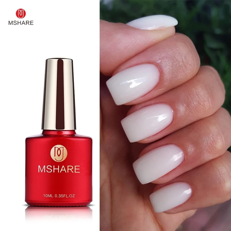 MSHARE Milky White Builder Nail Extension Gel in A Bottle 10ml Self leveling Nails Quick Building Clear Pink UV Led Gel