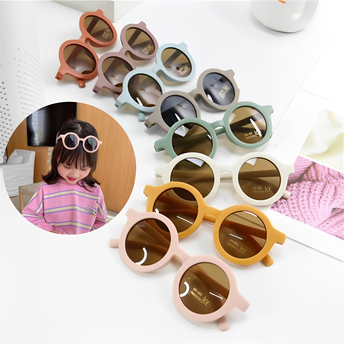 New Fashion Children's Sunglasses Infant's Retro Solid Color Ultraviolet-proof Round Convenience Glasses Eyeglass For Kids