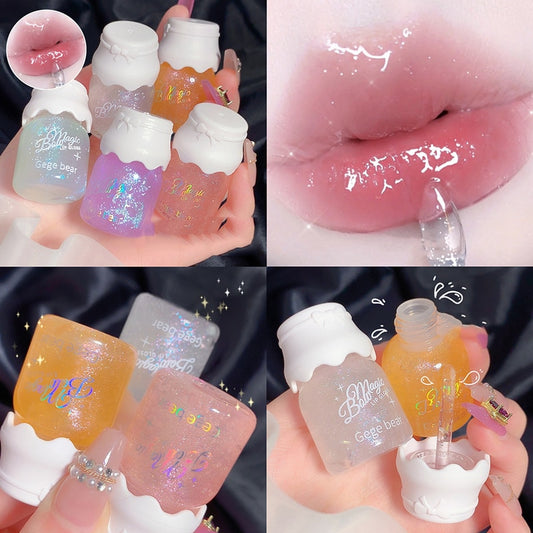 Cute Lipgloss Lip Plumper Oil Glitter Lip Gloss Long Lasting Moisturizing Essence Lip Balm Makeup Cosmetics Lip Care Oil