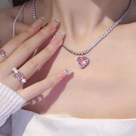 Ocean 1pcs Korean Style Pink Kawaii Bear Heart Butterfly Bunny Necklace Jewelry for Women Fashion Accessories Gift Free Shipping