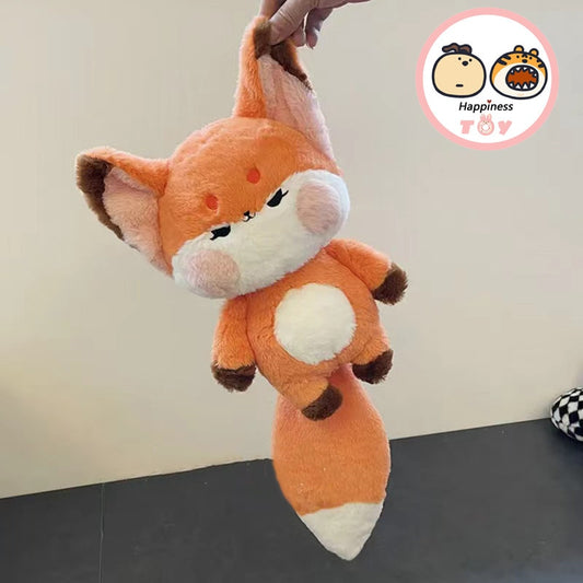 Red Fox Stuffed Animal Plush Toy with Big Giant White Tail Cute Kawaii Anime Cartoon Plushie Room Decor Bed Pillow Soft Doll Girl Kids Christmas Birthday Gift