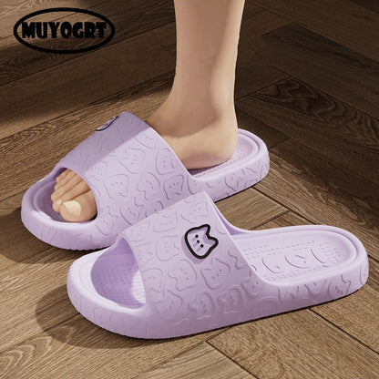 Cute Cat Print Women Slippers Home Indoor Slides Men Women Flat Slippers Cartoon Non-Slip Outdoor Beach Slides Shoes Shower