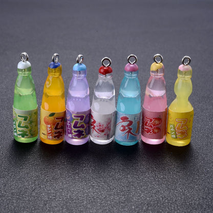 10Pcs Plastic Pop Cola Soda Drinks Beverages Charms Juice Alcohol Lemonade Bottle Resin Pendants for Jewelry Making Mini Crafts