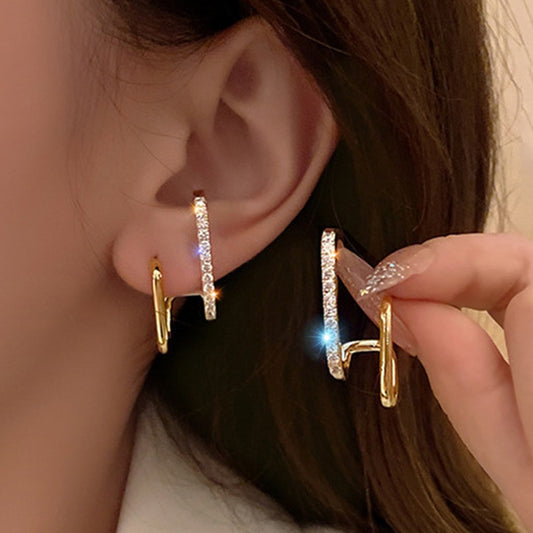New Bright Crystal Luxury Korean Unusual Claw Stud Earrings Ear Piercing Hook Irregular Pearl Christmas Jewelry Gift