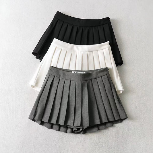Summer High Waist Skirts Womens Mini Skirts Vintage Pleated Skirt Korean Tennis Skirts Short White Black