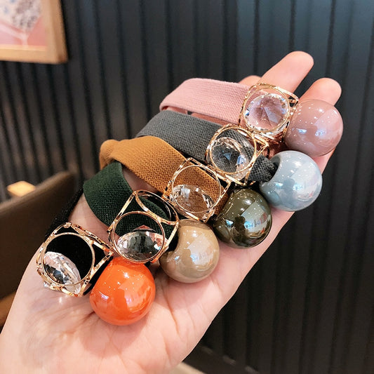 New Korea Women Hair Ropes Big Crystal Pearl Elastic Rubber Band for Girl Fashion Hair Accessories Hair Ties Wholesale