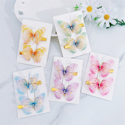 2PCS New Fashion Temperament Butterfly Baby Girls Hairpins Cute Hair Clips Kids Headwear Children Hair Accessories