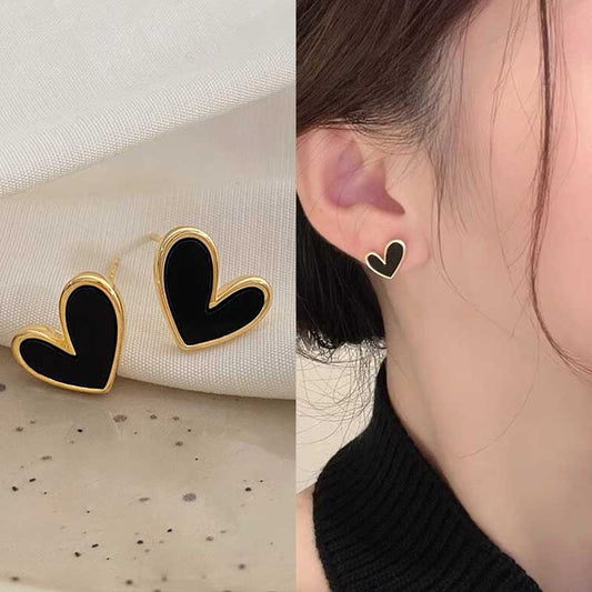 Cute Korean Earrings Heart Bling Zircon Stone Rose Gold Color Stud Earring for Women Fashion Jewelry New Gift