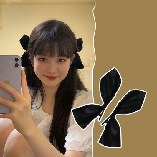 2pcs/Set Blackbow Hair Clips For Girls Kawii Barrettes Cute Hair Accessoires Kids Colored Ribbon Woman Hairpins  Hairgrip Hot