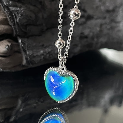 GUFTM New Creative Mood Necklace Color Change Emotion Feeling Temperature Control Heart Pendant Metal Chain Jewelry for Girl