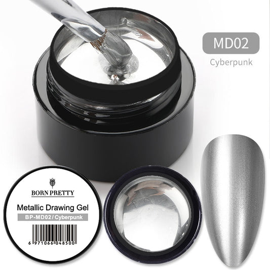BORN PRETTY Metallic Painting Gel Polish for Nail Art Soak Off Gel Nail Polish Gold Silver Mirror Glitter UV Gel 5ml