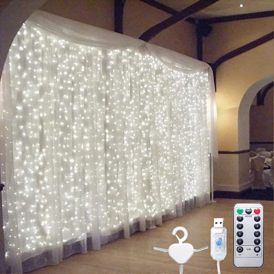 3m 100/200/300LED Curtain String Light Garland Wedding Party Decorations Table Bachelorette Birthday Ramadan Easter Home Festoon