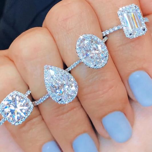 Silver Color Oval Pear Cut Wedding Rings For Women Luxury Promise Engagement Bridal Jewelry Cubic Zirconia  Anniversary Ring