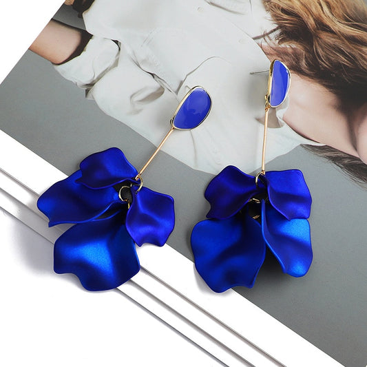 Romantic Sweet Acrylic Petal Long Dangle Drop Earrings For Women Fashion Luxury Flower Tassel Pendant Ear Jewelry Accessories