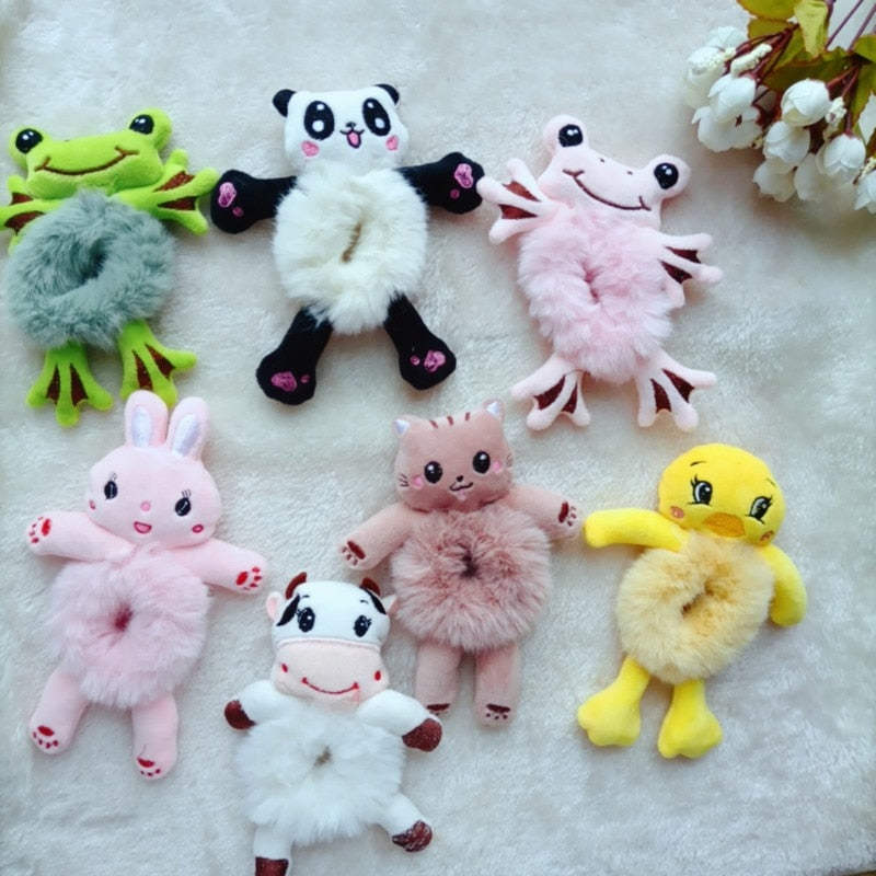 New Korean Cute Net Red Super Cute Girl Cartoon Doll Head Rope Female Hair Rope Three-dimensional Animal Hair Circle