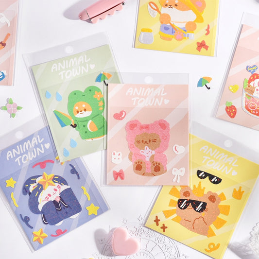MOHAMM 1 Sheet Animal Cute Stickers Laser Ribbon Hand Account Material Cup