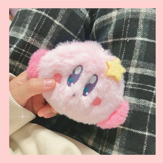 Kirby Plush Headphone Wallet Multifunctional Mini Wallet Video Game Cute Earphone Bag Plush Toy for Girls Birthday Gifts