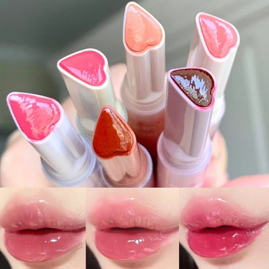 Heart-shaped Lip Glaze Jelly Mirror Lipstick Waterproof Non-stick Cup Lip Gloss Clear Makeup Lasting Moisturizing Lipstick Pen