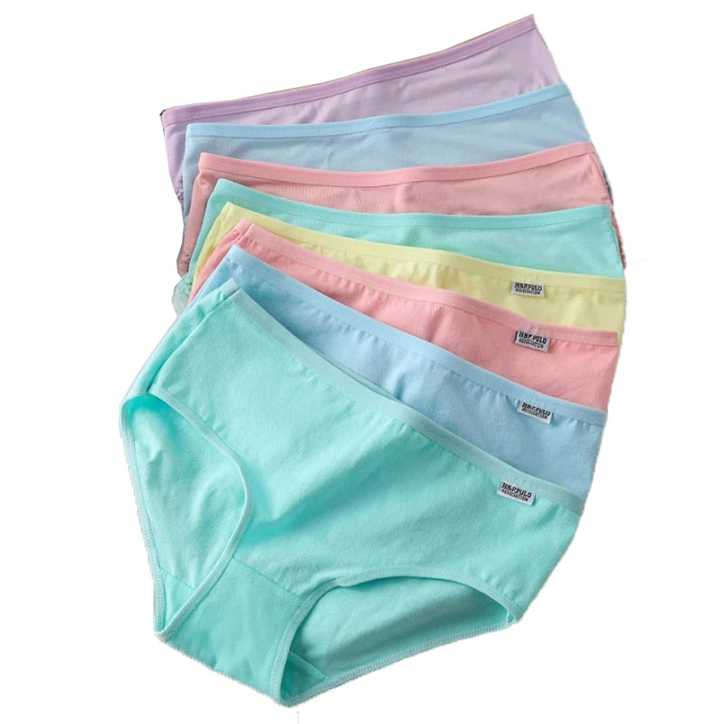 7Pcs Panties for Woman Underwear Cotton Breathable Soft Lingerie Female Briefs Girls Cute Solid Color Underpants Large Size