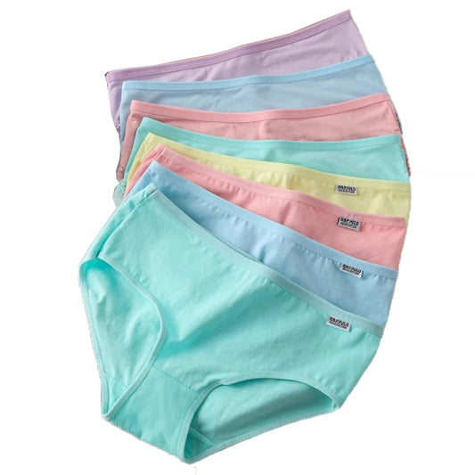 7Pcs Panties for Woman Underwear Cotton Breathable Soft Lingerie Female Briefs Girls Cute Solid Color Underpants Large Size