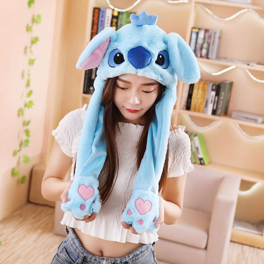 Lilo & Stitch Plush Hat Funny Unicorn Rabbit Pikachu Sanrio Cinnamoroll Hat With Ears Moving Plush Toy Stuffed Animal Soft Cute Plushie Hat