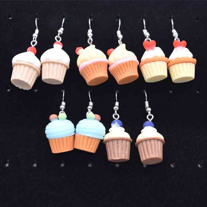 17*23mm Earring For Women Resin Handmade Realistic Cupcakes Cute Charms Drop Earrings Funny Gift