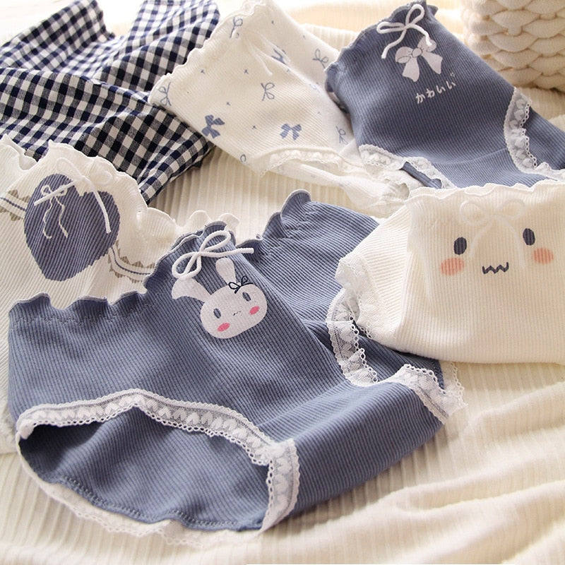 Kawaii Underwear Women Panties Fashion Low Waist Cute Rabbit Briefs Breathable Seamless Lingerie Female Plus Size Underpants