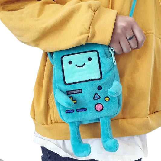 Adventure Time BMO Bag Finn the Human Jake the Dog Cartoon Figure Doll Crossbody Plush Coin Wallet Phone Bag Toys for Children