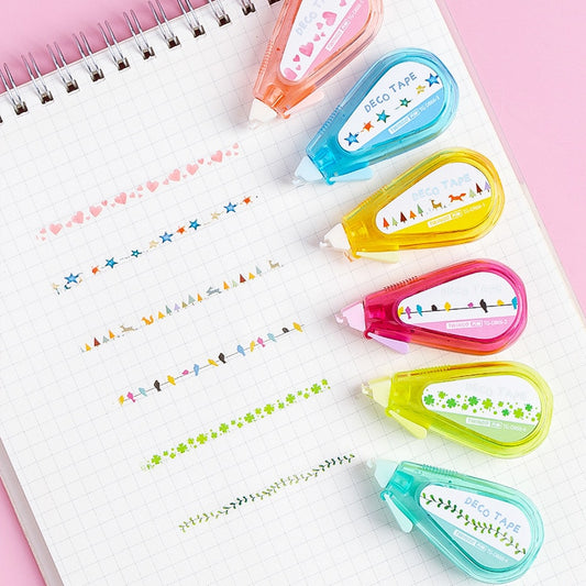 Mini Creative Korean Correction Tape Cute Floral Tree Brid Heart Pattern Correction Tape for DIY Decorative Scrapbook Journal