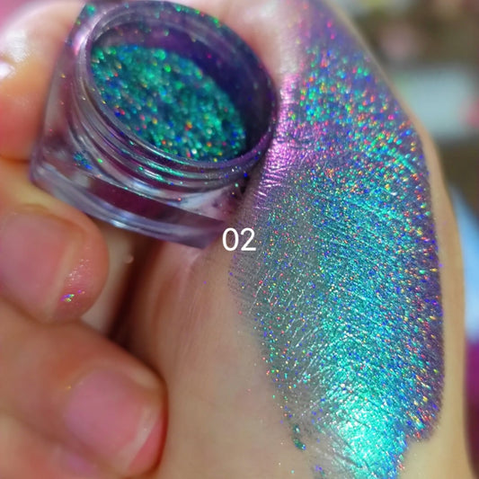 Infinite Chrome Laser Eyeshadow Chameleon Pigment Rainbow Eyeshadow Powder Light Change Holographic Eyeshadow Pigment  Glitter