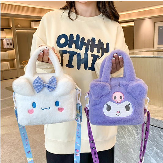 Sanrio Bag Kawaii Plush Cinnamoroll Melody Kuromi Soft Stuff Handbag Shoulder Bag Anime Stuffed Backpack Girls Children Gifts