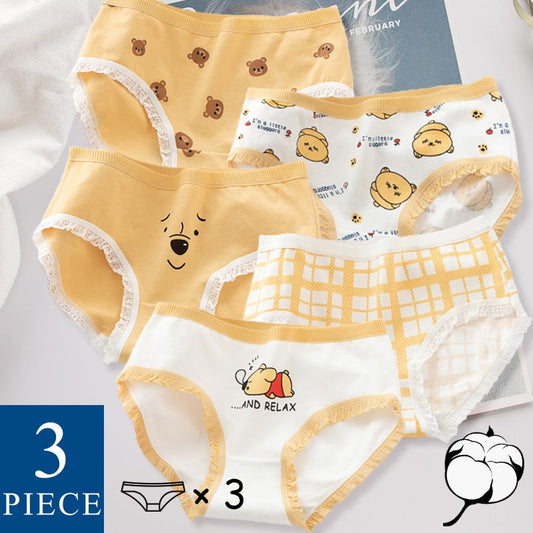 1pc 3pcs Set Japanese Style Cute Cotton Panties For Women Girls Cartoon Bear Cotton Panty Lingerie Briefs Underwear