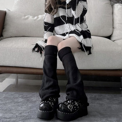 Lolita Socks Cute Flared Knitted Long Warmers Foot Cover White Arm Warmer Leg  Kawai Jk Autumn Calf Gaiters Sweet Legwarmers