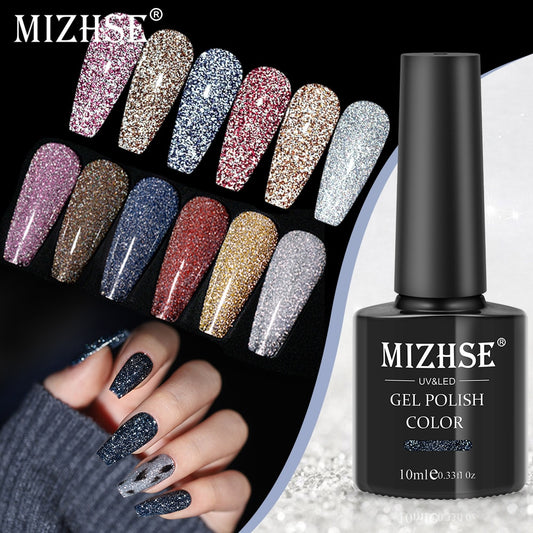 MIZHSE 10ML/7ML Reflective Glitter Gel Nail Polish Semi-Permanent UV LED Nail Varnish Hybrid Sparkling Gel For Nails Art Design