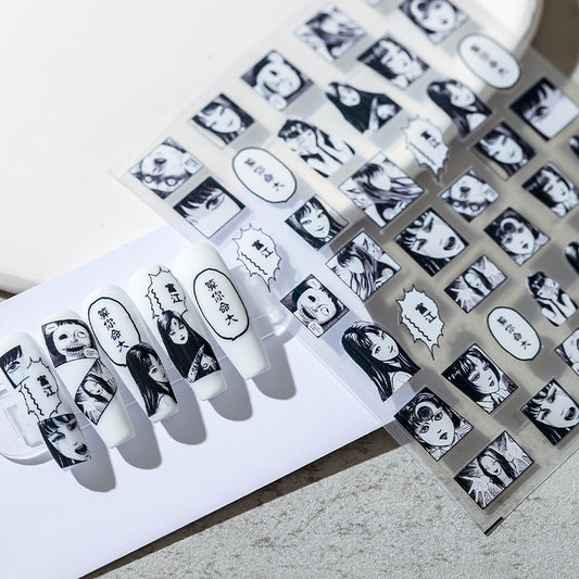 1pc Cute SUPER Slider Tomie Beginning 3D Nail Art Stickers Finished Sticker Patch Nail Art Decor Japanese Stickers