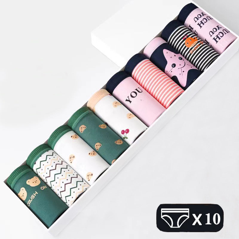 M-2XL Women's Underwear Cute Cotton Panties Briefs For Girl Ladies Lingerie Cartoon Girls Pink Pantys Underpants Thongs