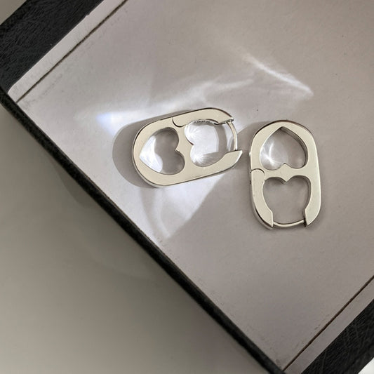 Silver Color Hollow Double Heart Earrings for Women Korean Style Design Ear Buckle Korea Fashion Jewelry Accessories
