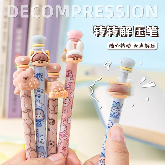 Kawaii Novelty 360 Degree Rotation Decompression Mechanical Gel Ink Pens Cute Pen School Office Writing Supplies Stationery Gift